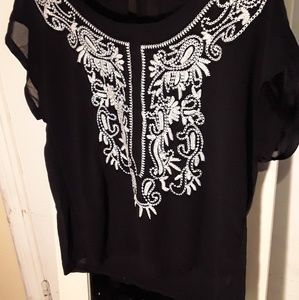 Beautifully embroidered Black Poly Shirt